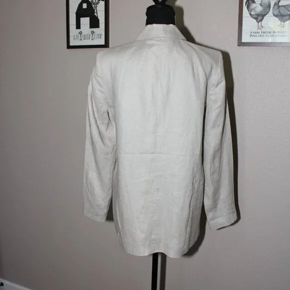 Catherine Malandrino Women's Open Front Shawl Collar Linen Blazer Size 8 NWT - Picture 2 of 9